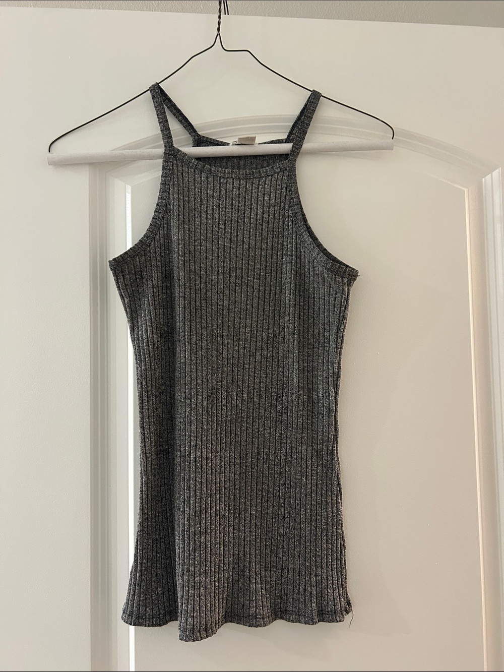 Bozzolo Ribbed Halter Tank Top - Charcoal